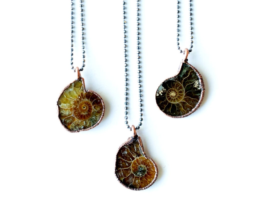 Cristalloterapia PENDENTE COLLANA FOSSILE AMMONITE CERCHIO - Foto 8