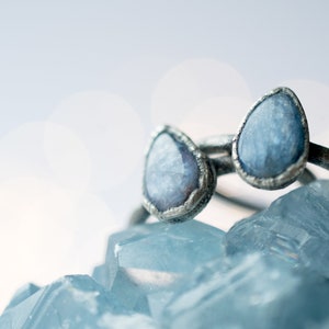 Oxidized Silver Kyanite ring Blue Kyanite ring Electroformed Kyanite ring Kyanite mineral ring Kyanite healing crystal jewelry image 1