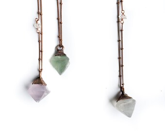 Raw fluorite necklace | Rough fluorite jewelry | Fluorite crystal pendant | Flourite octahedron jewelry | Purple fluorite | Green Fluorite