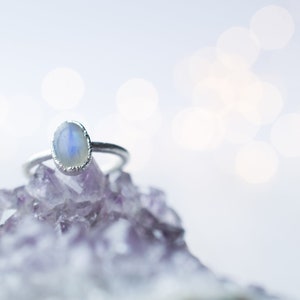 SALE Silver Moonstone ring | June Birthstone Ring | Moonstone stacking ring | Birthstone  | Organic stone jewelry