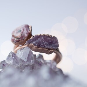 SALE Rose Gold Ruby ring | Red ruby crystal ring | Raw crystal ring | Rough ruby gemstone ring | Rose Gold Ruby Ring