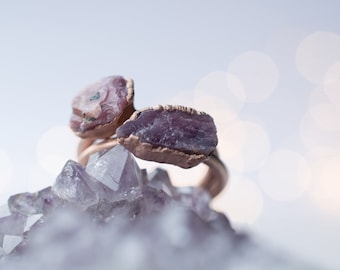 SALE Rose Gold Ruby ring | Red ruby crystal ring | Raw crystal ring | Rough ruby gemstone ring | Rose Gold Ruby Ring