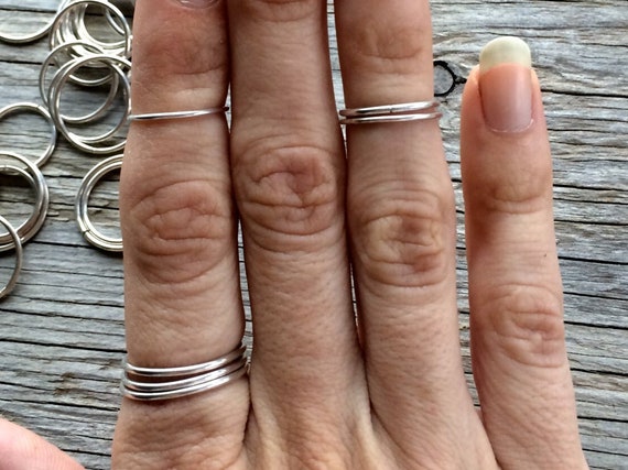 Wildflower Amethyst, Peridot and Tourmaline Silver Stacking Ring Set -  pretty-wild-jewellery