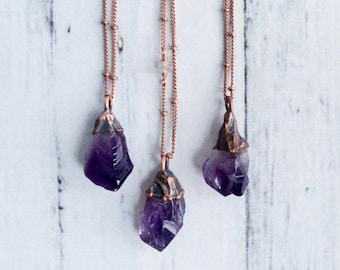 Amethyst crystal necklace | Raw amethyst pendant |  Electroformed raw amethyst necklace | Raw crystal jewelry | Raw mineral necklace