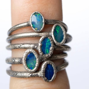 OPAL birthstone ring | Stacking birthstone ring | Stackable birthstone ring | Natural stone stacking ring | Opal doublet ring | Opal Jewelry