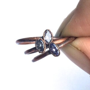 SALE Faceted tanzanite ring | Faceted stone stacking ring | Copper & tanzanite stack ring | Electroformed  | Raw mineral stone jewelry
