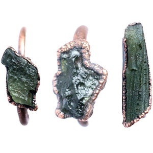 Genuine Moldavite Ring | Czech moldavite stacking ring | Rare green moldavite raw mineral ring | Raw Authentic moldavite jewelry