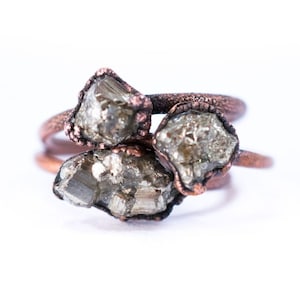 VENTA Anillo de pirita cruda / Joyería de oro de los tontos / Anillo de oro de los tontos / Joyería de pirita áspera