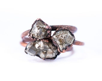 SALE Raw pyrite ring | Fool's gold jewelry | Fool's gold ring | Rough Pyrite jewelry