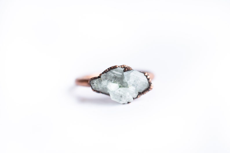 Blue topaz ring Topaz crystal ring Blue Topaz Ring Raw Topaz crystal ring Topaz and Copper Ring image 9