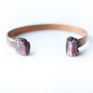Raw Ruby Crystal Cuff Bracelet | Raw Gemstone Jewelry | Raw Ruby Crystal Jewelry | July Birthstone Bracelet | Crystal Copper Bracelet