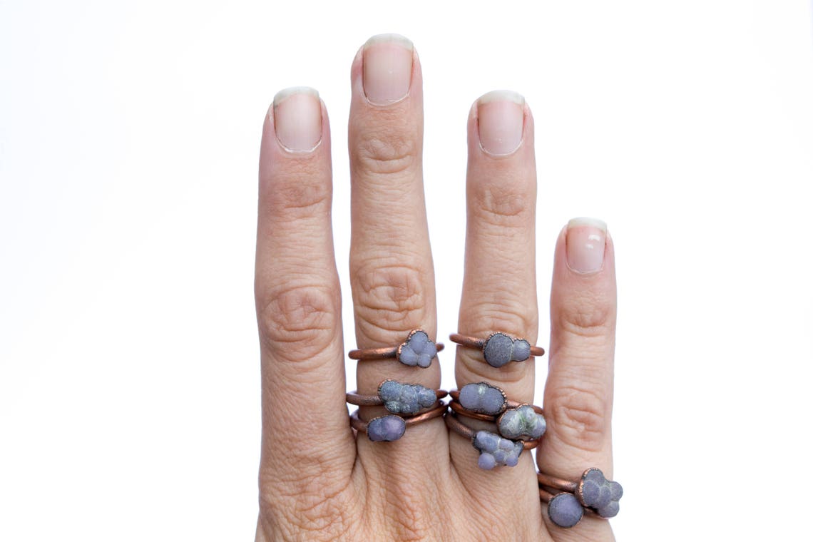 Grape Agate ring Grape Agate Cluster ring Copper and | Etsy