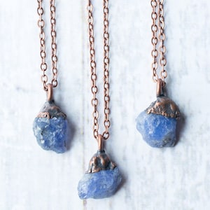 Raw tanzanite necklace | Raw stone necklace | Copper & tanzanite necklace | Electroformed jewelry | Birthstone jewelry | Birthstone Necklace
