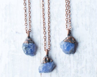 Raw tanzanite necklace | Raw stone necklace | Copper & tanzanite necklace | Electroformed jewelry | Birthstone jewelry | Birthstone Necklace