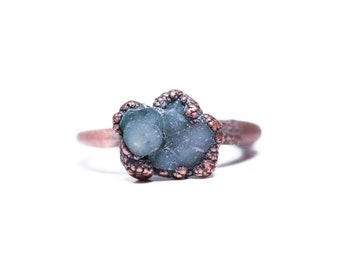 Grape Agate ring | Grape Agate Cluster ring | Copper and natural agate jewelry | Raw stone ring | Rough grape agate jewelry