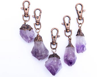 Amethyst keychain | Rough crystal keychain | Raw Amethyst crystal key clip | Crystal Key ring | Crystal keychain | Birthstone gift