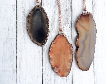 Agate slice necklace | Large agate necklace | Raw agate pendant | Agate slice pendant | Natural agate necklace | Natural stone necklace