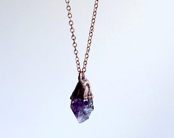 Raw amethyst necklace | Raw amethyst crystal pendant |  Rough amethyst crystal pendant | Raw crystal pendant | Raw purple mineral necklace