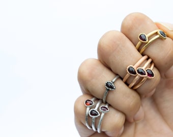 SALE Red Garnet ring | Garnet Teardrop Ring | Electroformed Garnet ring | Stone ring | Gemstone ring | Mineral ring