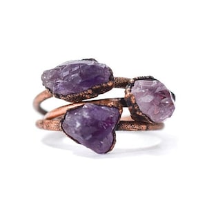 Amethyst ring | Amethyst birthstone jewelry | Stackable amethyst ring| Raw amethyst jewelry | Amethyst stacking ring