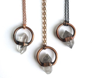 Raw quartz crystal necklace | Electroformed crystal necklace | Raw crystal necklace | Rough quartz crystal pendant | Raw crystal jewelry