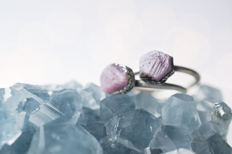 Oxidized Silver Ruby ring | Red ruby crystal ring | Raw crystal ring | Rough ruby gemstone ring | Oxidized Silver Ruby Ring image 5