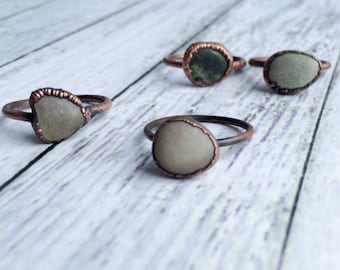 SALE Beach pebble ring | Organic stone stacking ring | Pebble ring | Organic stone jewelry | Ocean pebble ring