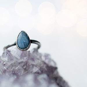 Oxidized Silver Kyanite ring Blue Kyanite ring Electroformed Kyanite ring Kyanite mineral ring Kyanite healing crystal jewelry image 2