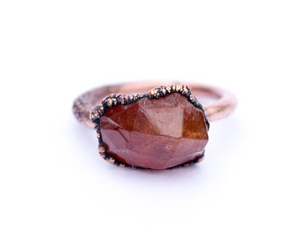 SALE Garnet ring | Orange Garnet ring | Electroformed Garnet ring | January Birthstone ring | Spessartine Garnet | January birthstone