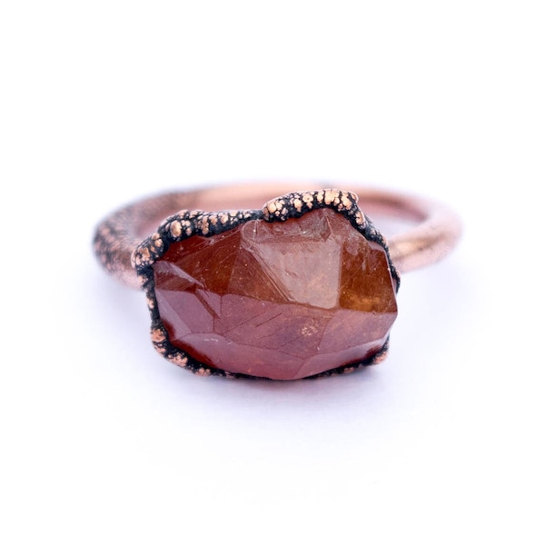 SALE Garnet ring | Orange Garnet ring | Electroformed Garnet ring | January Birthstone ring | Spessartine Garnet | January birthstone