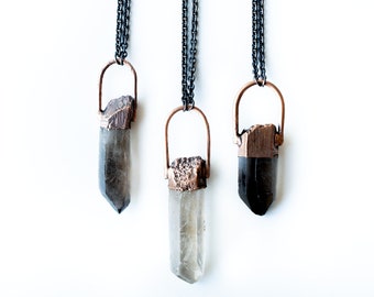 Smokey Quartz crystal necklace | Electroformed crystal necklace | Raw crystal necklace | Raw quartz crystal pendant | Quartz crystal jewelry