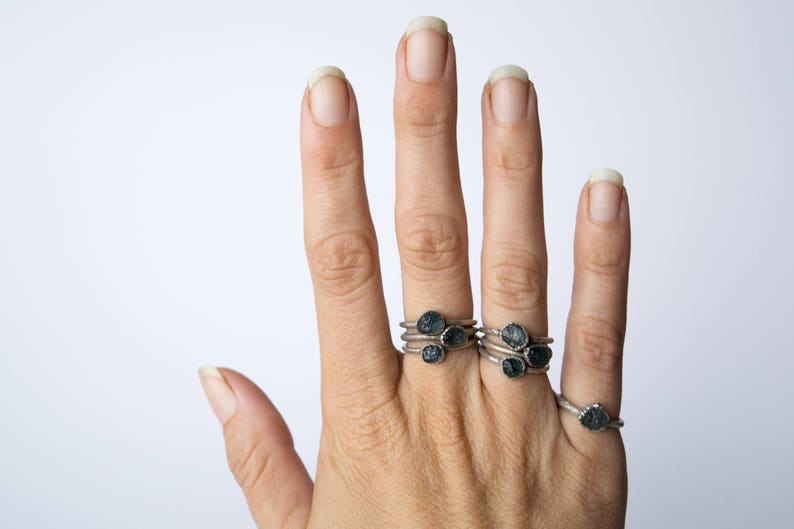 RAW sapphire ring Blue sapphire ring Sapphire ring Blue sapphire jewelry Raw stone ring image 3