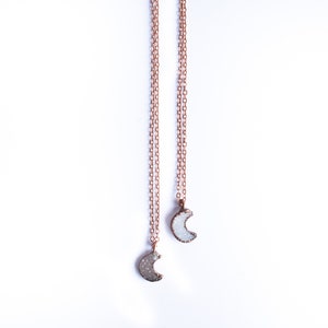 Druzy crystal moon necklace Electroformed druzy necklace Raw crystal necklace Dainty moon necklace Moon jewelry image 3