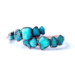 Multi Stone Ring | Turquoise nugget ring | Raw turquoise stacking ring | Turquoise stone ring | Nevada turquoise jewelry