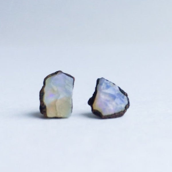 Rough opal earrings | Opal post earrings | Opal studs | Opal Birthstone earrings | October Birthstone studs | Opal stud earring | Raw opals