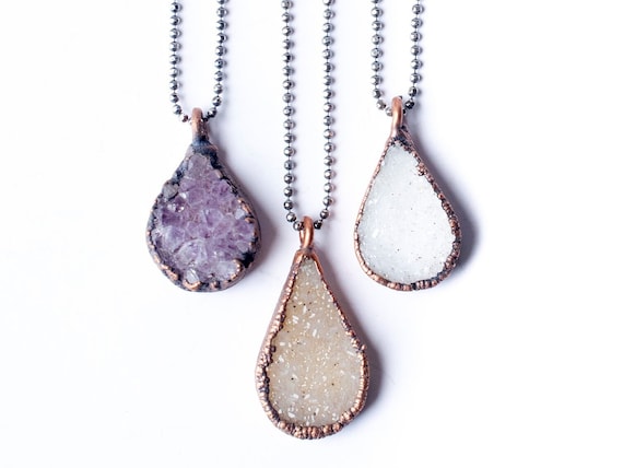 Druzy Droplet Crystal Necklace Druzy Droplet Crystal Necklace