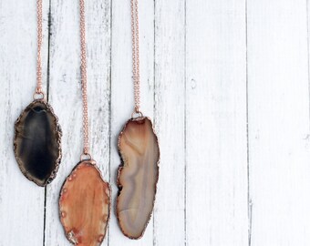 Agate slice necklace | Large agate necklace | Raw agate pendant | Agate slice pendant | Natural agate necklace | Natural stone necklace