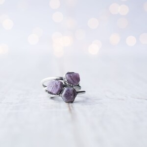 Oxidized Silver Ruby ring | Red ruby crystal ring | Raw crystal ring | Rough ruby gemstone ring | Oxidized Silver Ruby Ring image 2