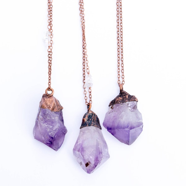 Amethyst crystal necklace | Raw amethyst pendant |  Electroformed raw amethyst necklace | Raw crystal jewelry | Raw mineral necklace