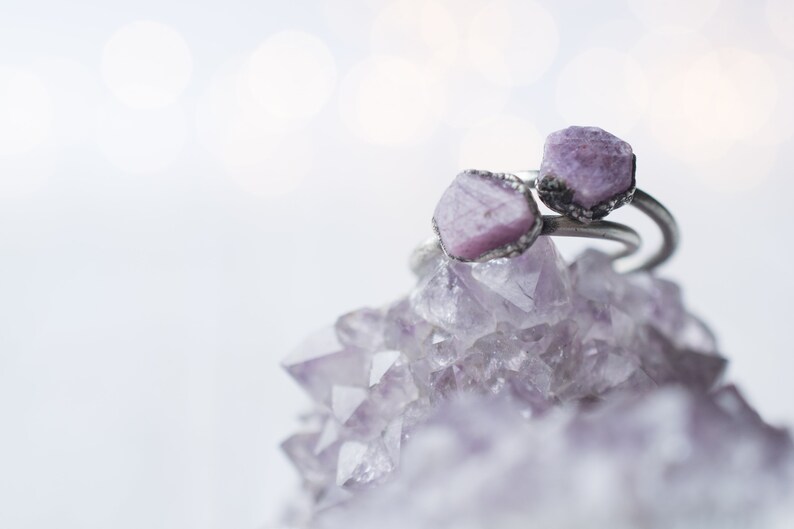 Oxidized Silver Ruby ring | Red ruby crystal ring | Raw crystal ring | Rough ruby gemstone ring | Oxidized Silver Ruby Ring image 3