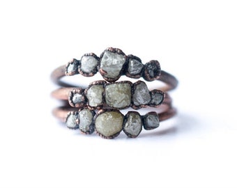 Multi Stone Ring | Raw diamond ring | Tiny diamond engagement ring | Tiny diamond ring | Conflict free diamond ring | Ethical ring