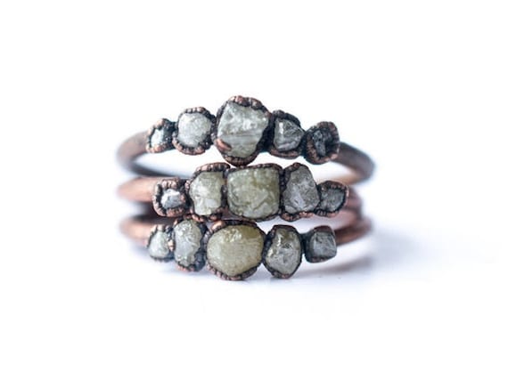 Multi Stone Ring | Raw diamond ring | Tiny diamond engagement ring | Tiny diamond ring | Conflict free diamond ring | Ethical ring