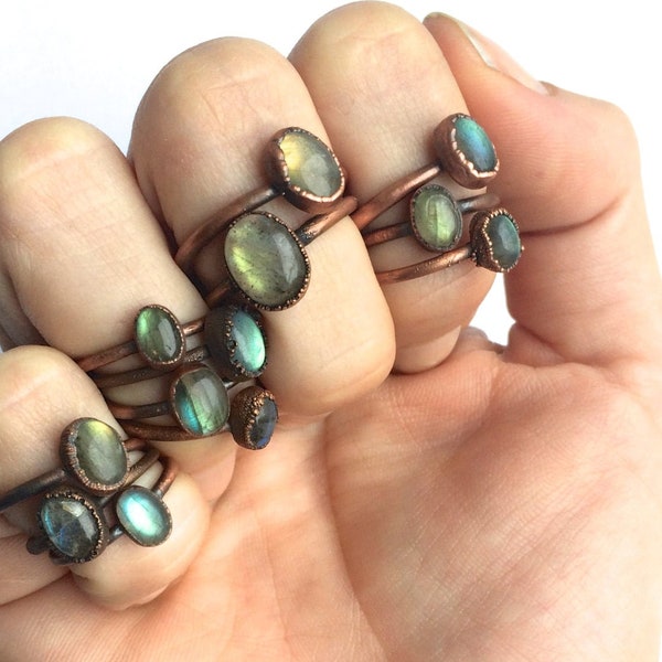 Labradorite engagement ring | Gemstone stacking ring | Handmade Labradorite cabochon ring | Raw mineral Jewelry | Labradorite stacking ring