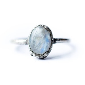 Rainbow moonstone ring | June Birthstone Ring | Moonstone stacking ring | Birthstone jewelry | Organic stone jewelry