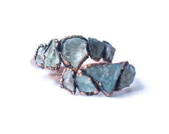 Multi Stone Ring | Rough aquamarine gemstone ring | March birthstone jewelry | Aquamarine birthstone ring | Raw aquamarine stone ring