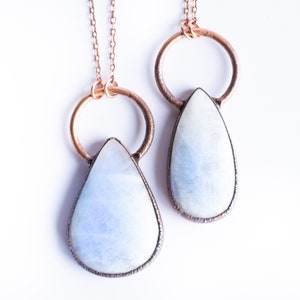 Rainbow Moonstone necklace | Moonstone Necklace | Electroformed copper crystal necklace | Moonstone Crystal Necklace