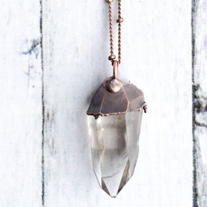 Raw crystal necklace | Electroformed crystal necklace | Raw crystal necklace | Rough quartz crystal pendant | Raw gemstone jewelry