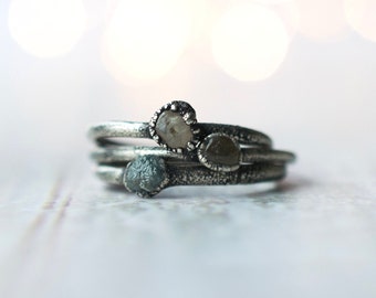 Oxidized Silver Sapphire ring | Tumbled sapphire ring | Montana sapphire ring | Sapphire jewelry | Raw stone ring