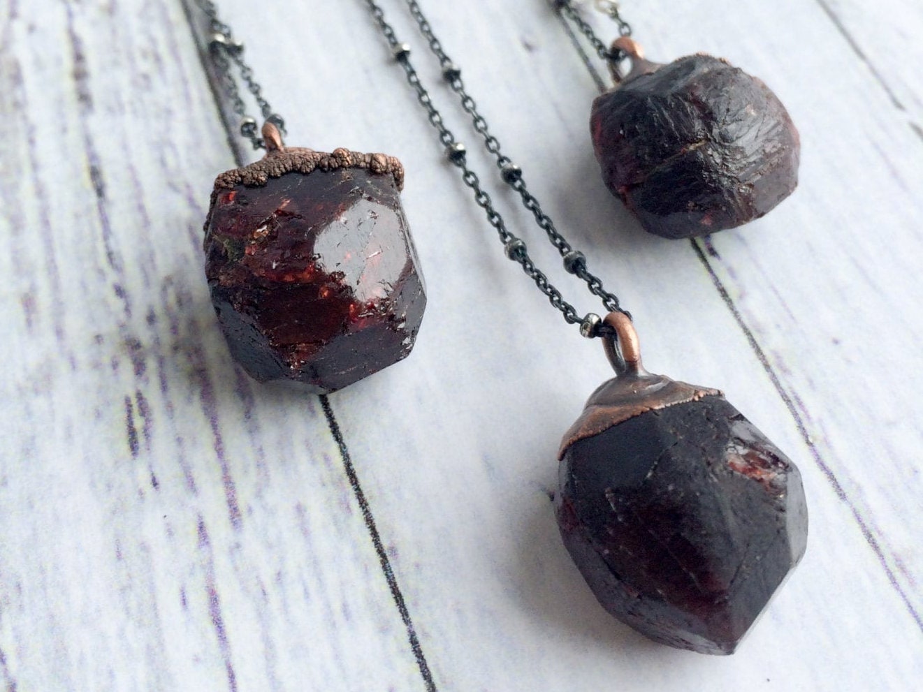 Garnet crystal necklace | Raw garnet and sterling necklace| Rough garnet pendant | Rough mineral necklace | Raw mineral jewelry |