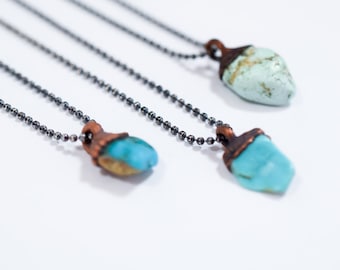 Turquoise sterling necklace | Raw turquoise jewelry | American turquoise pendant | Nevada turquoise necklace | Rough turquoise jewelry